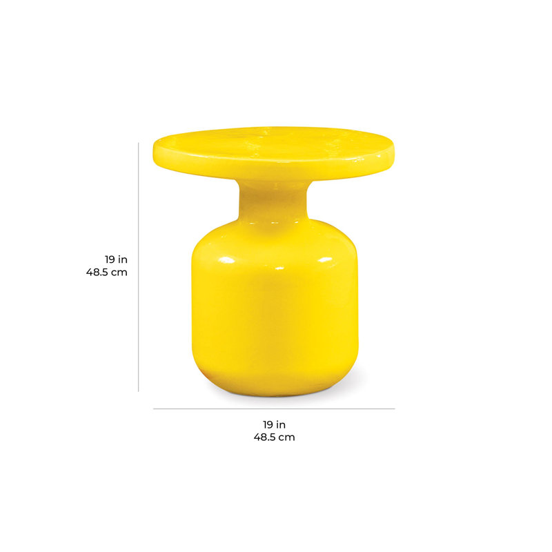 Outdoor Round Side Table, Yellow