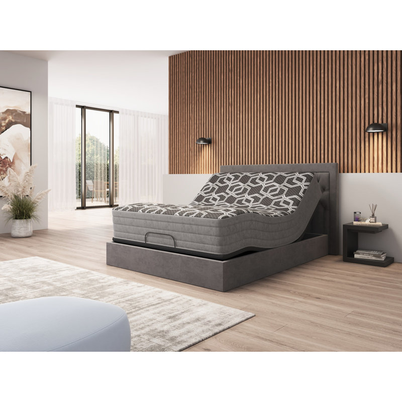 Grand matelas de 12 po, mousse à plateau lisse pour un repos apaisant moyen, Cool Ice Cover Plus, 2 po avec gel de cuivre, argent et graphite facilitant la circulation de l'air, noyau robuste en HD, mousse, produit réglable, fabriqué à l'intérieur
