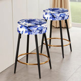 Cobalt Blue Damask Victorian Pattern - Floral Bar Stools Set Of 2