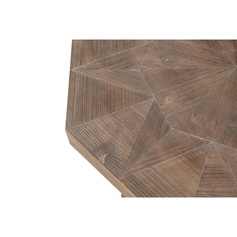 Table de salon octogonale en bois avec pieds en métal, Brun antique