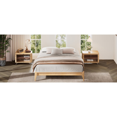 12 Inch King Size Solid Dry Bamboo Wood Platform Bed Frame, With Wood Slat And Metal Support, No Box Spring Needed, Easy Assembly,Natural
