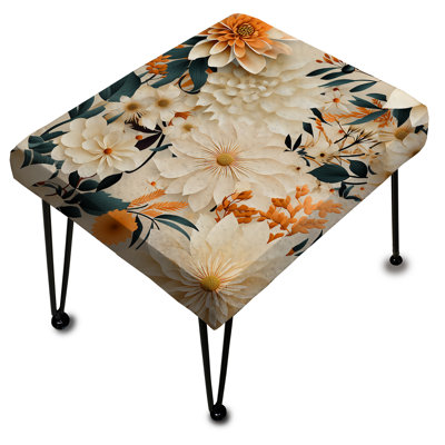 Repose-pieds blanc et beige Dahlia