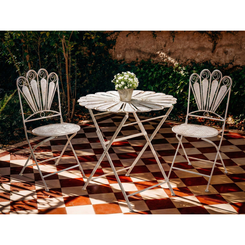 Bistro Set Kurz Metal Blue, White