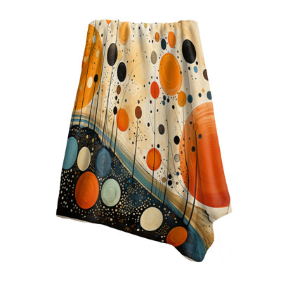 Orange Mid Century Organic Harmony III - Abstract Midcentury Soft Throw Blanket