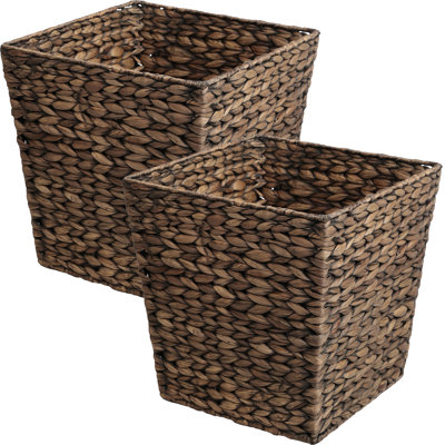 Theo Coastal Farmhouse Handwoven Water Hyacinth 4.8-Gallon Tapered Square Wicker Wastebasket