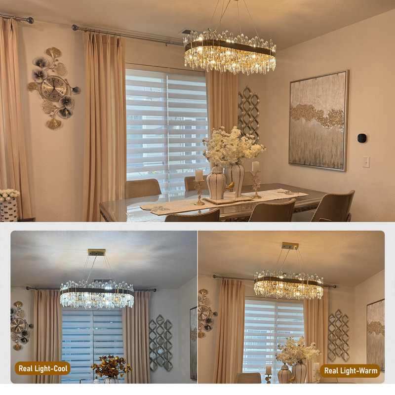 Stith 16/20 - Light Dimmable Modern Kitchen Island Rectangle Chandelier With Crystal Accents, 98" H x 51.97" W x 15.75" D