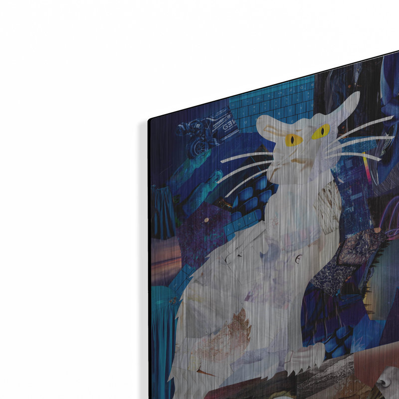 Métal luxueux «Le Chat Blanc» par Artpoptart Métal «Le Chat Blanc» par Artpoptart, H 16 po x l 12 po