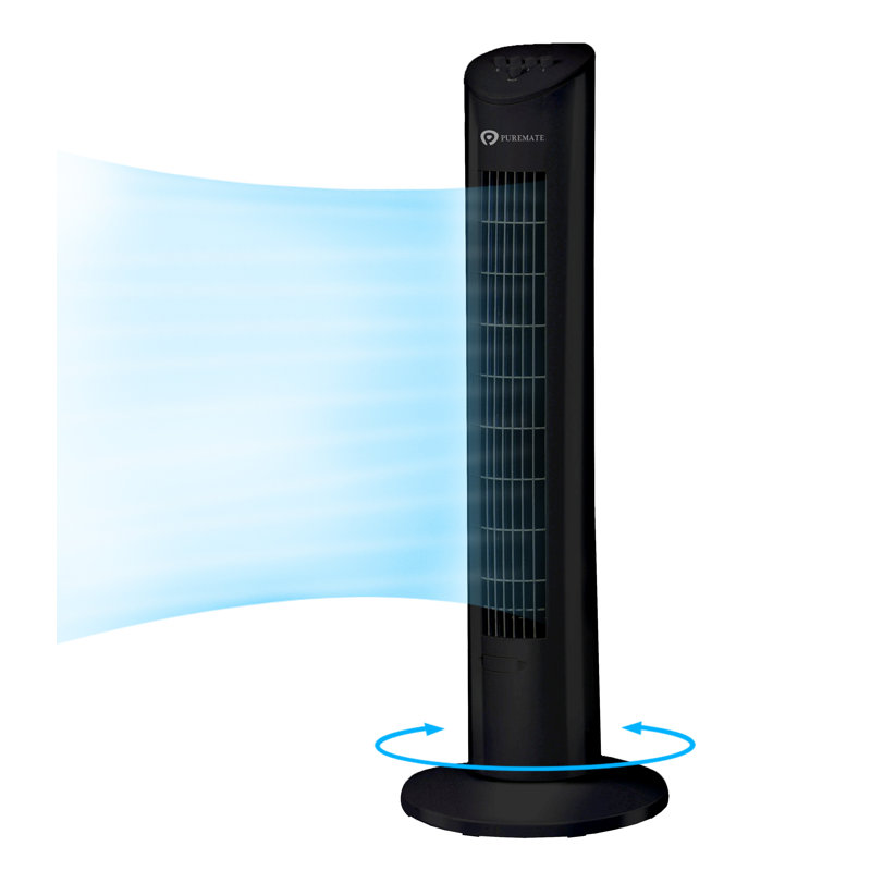 PureMate 31 inch Oscillating Tower Fan with Aroma Function, Black