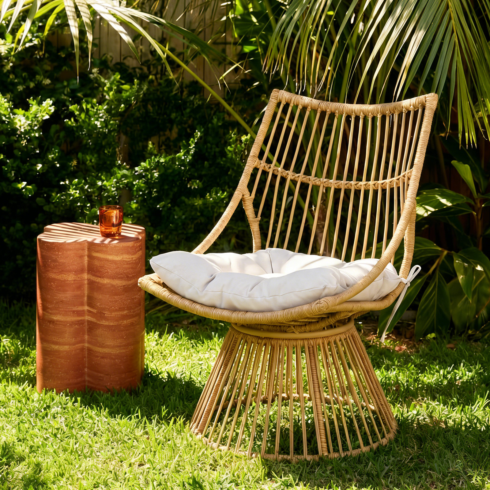 Wicker Outdoor Lounge Chair, Beige, Light Brown