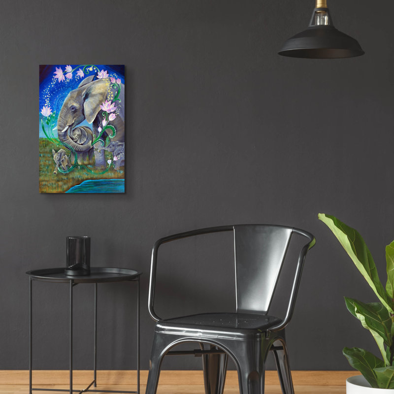 Art mural épique «Elephants For Peace» par Verena Wild, 16 po x 24 po, H 24 po x l 16 po