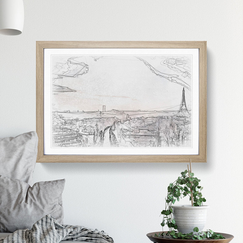 Paris in Sunlight - Picture Frame Graphic Art Print, Oak Framed, 45cm H x 63cm W x 2cm D