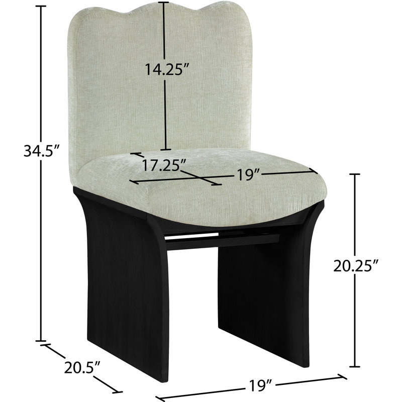 Chaise rembourrée Shaw Cassady, Tissu chenille menthe, Noir, noir, noir, noir