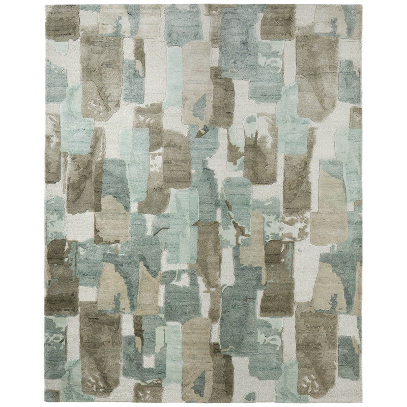 Ludo Modern Abstract Green Area Rug, Rectangle 8' x 10
