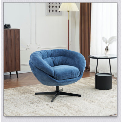 Luxueuse chaise de bureau pivotante à 36 ° - Design ergonomique avec base en métal noir, fauteuil de lecture confortable pour les petits espaces, salon, chambre à coucher, coin lecture, bureau