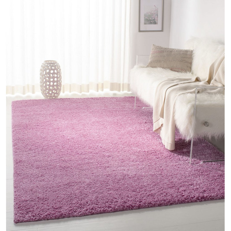 Kady Solid Colour Shag Area Rug, Rectangular 60 x 110cm