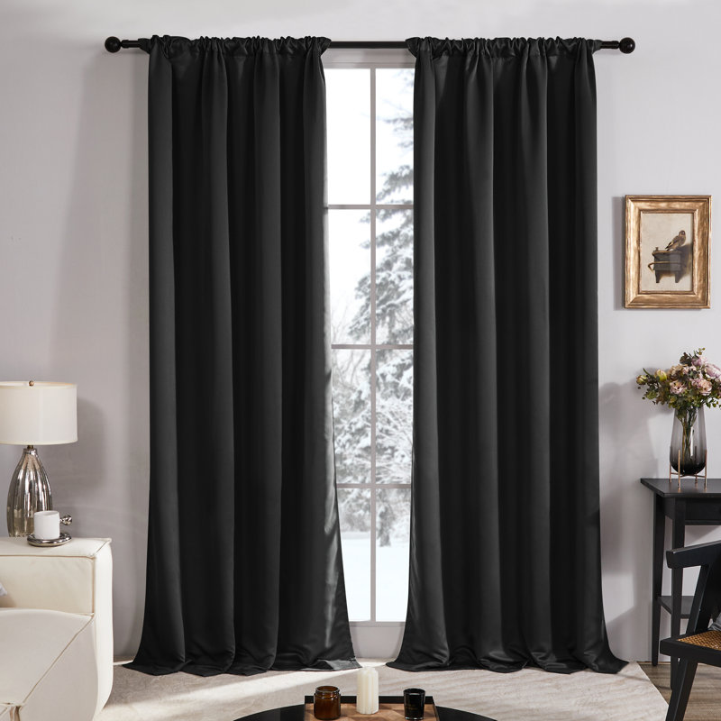 Andrijana Blackout Curtain Pair, 42" W x 84" L, Black