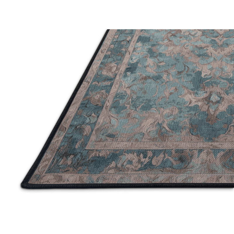 Machine Washable Gray Area Rug, Square 5'