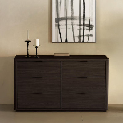 Evelyn 60" Modern 6-Drawer Double Dresser in Brown