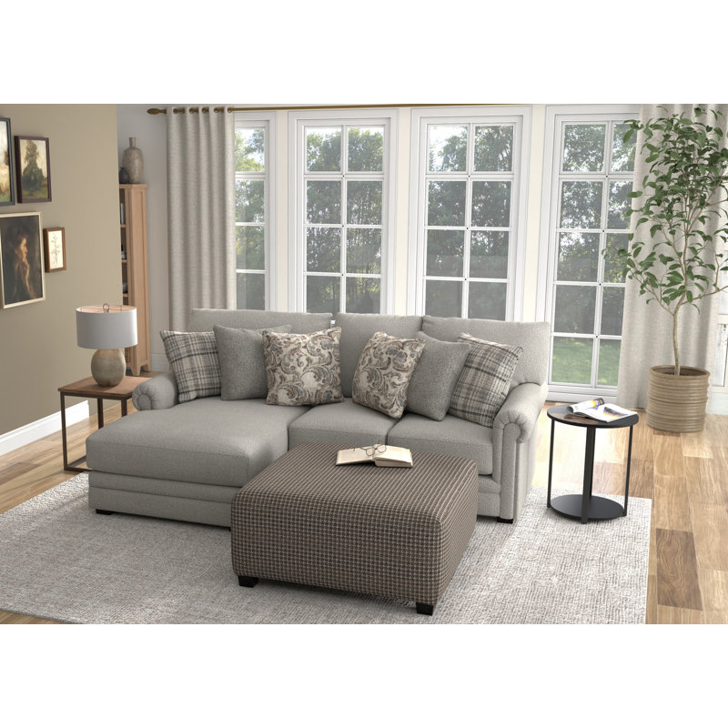 Livingston - 2Pc Sofa Chaise With Comfort Coil Seating, 40" Cocktail Ottoman And 6 Accent Pillows Included, Left Hand Facing
