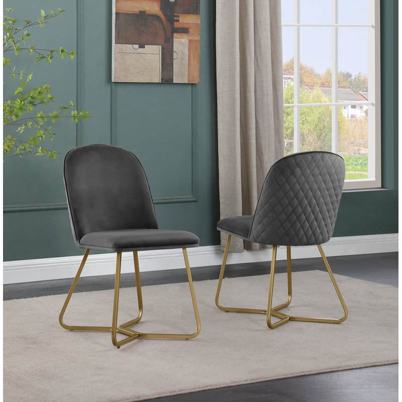 Chaise d'appoint en velours Jaquai, Gris foncé