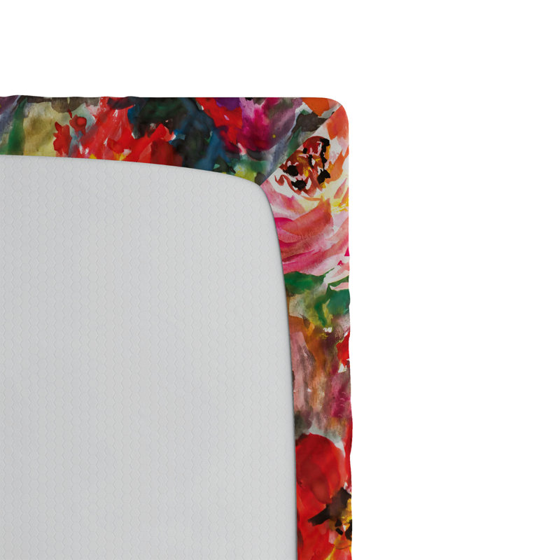 Drap-housse à motif floral Ambesonne, Drap-housse simple TG, Corail foncé / motif floral rouge