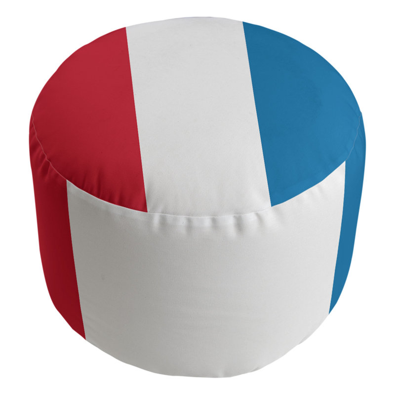 Repose-pieds cubique rond à rayures 20,5", Rouge / blanc / bleu poudre