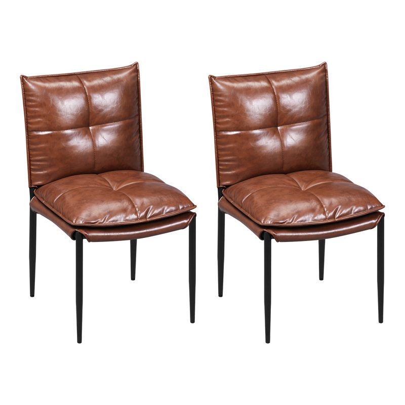 Upholstered Dining Chair, Brown, 2, Brown