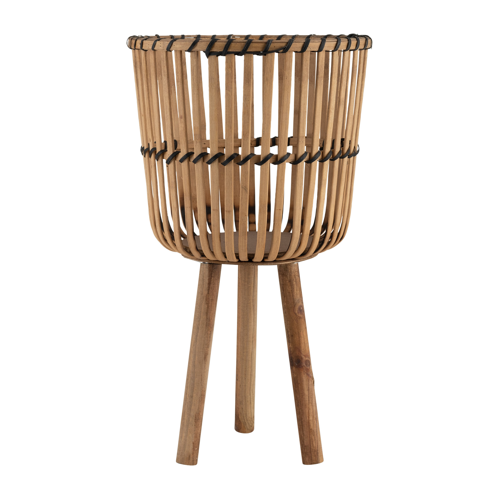 Wicker Modern Boho Bamboo Planter Set, Natural, Set of 3, 26" H x 15" W x 15" D