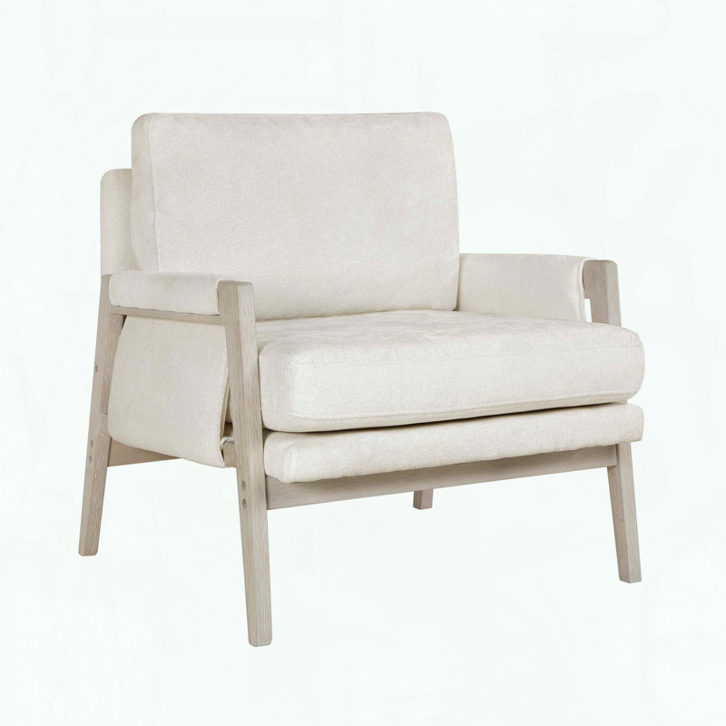 Chaise d'appoint Modern Home, tissu chenille et ressorts ensachés, Crème