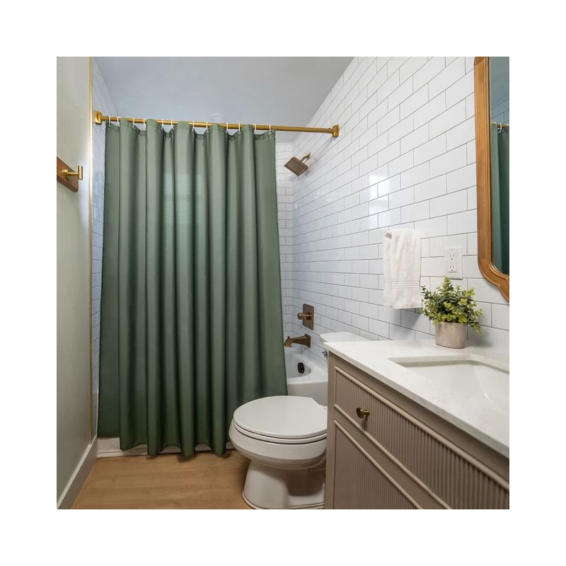 Rideau de douche uni 71 x 74 Parke - résistant à l'eau - tissu 100% polyester, Vert