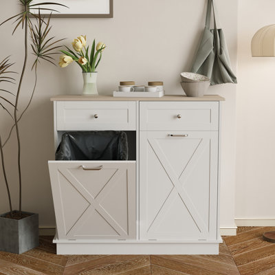 Alsfeld Manufactured Wood Tilt Out Trash Can - 10 Gallons