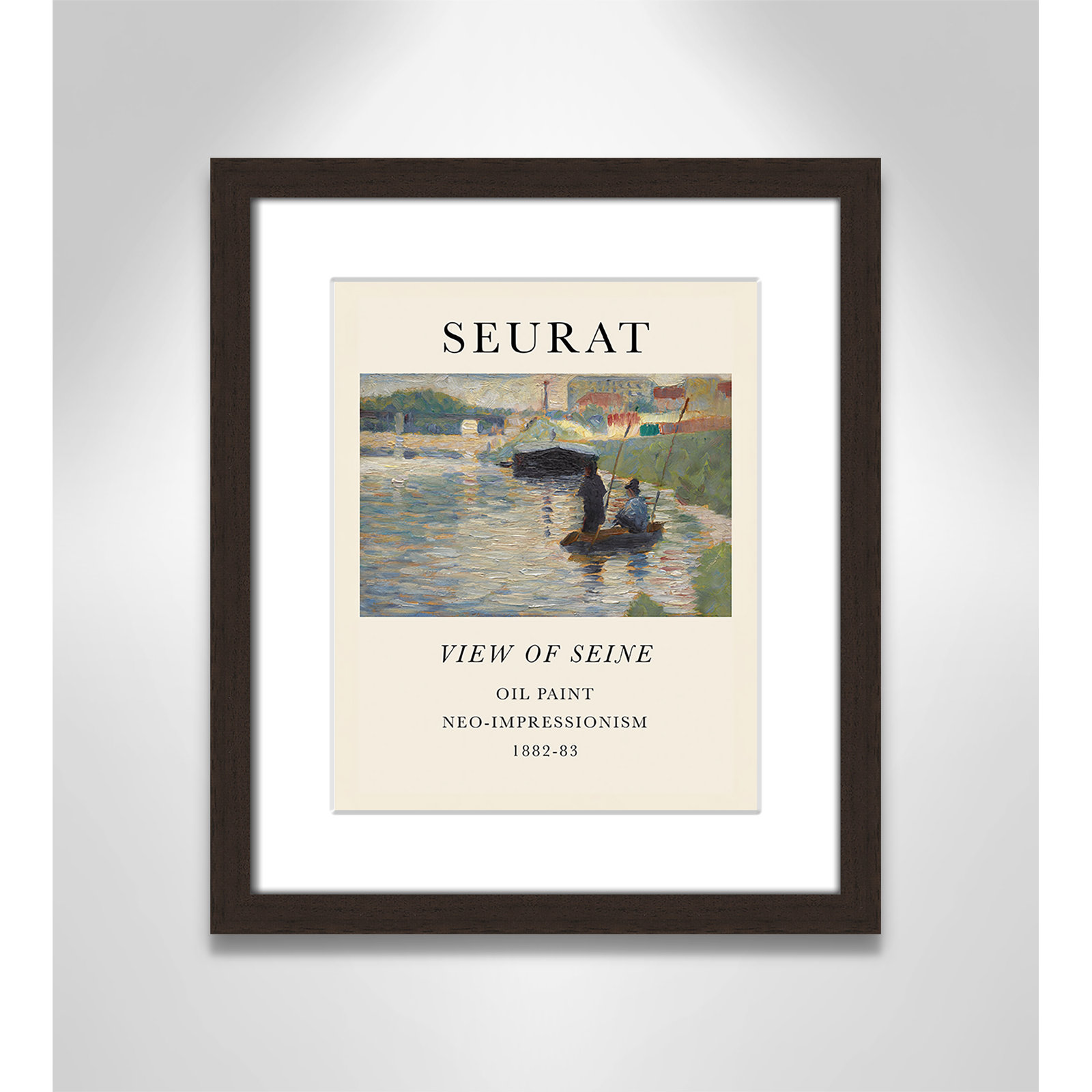View Of Seine by Georges Seurat, Yes, 15" H x 13" W x 1.25" D, Walnut Single Picture Frame