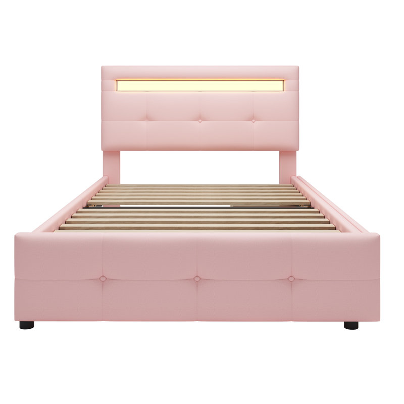 Barbare Upholstered Drawers Bed, Pink