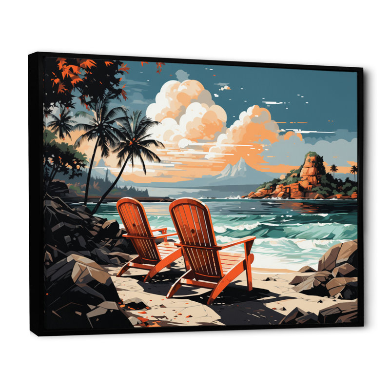Ambriah Beach Tropical Vibes VI sur toile, 12" H x 20" W, Cadre flottant noir