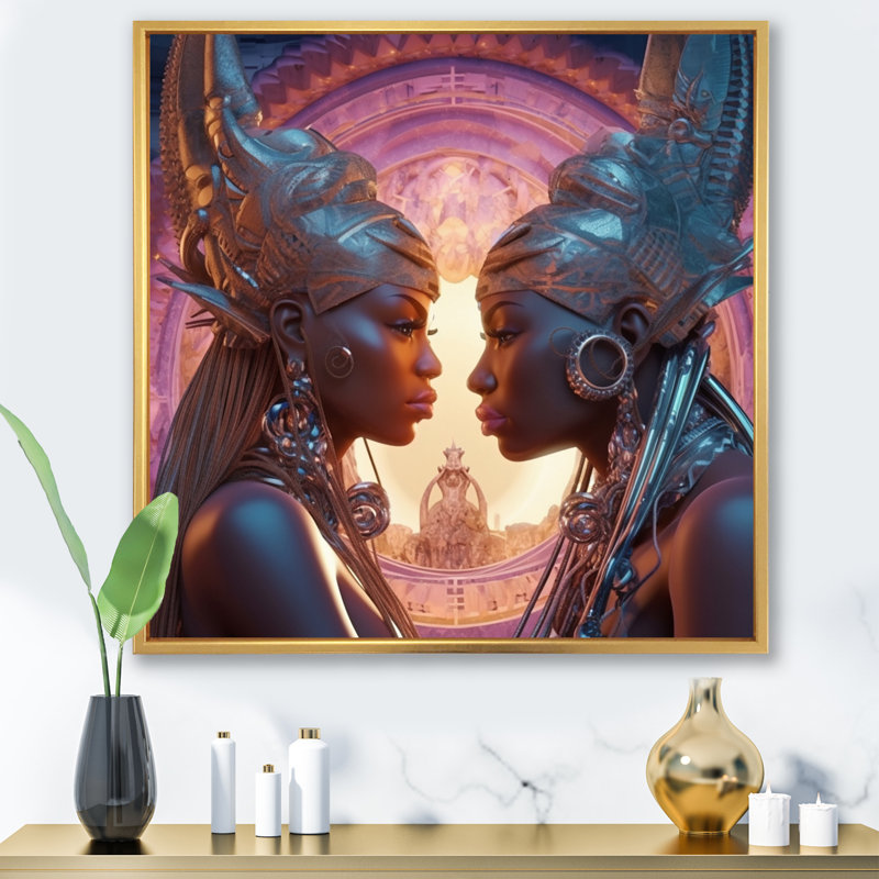 Divine Love Cosmic Lovers, H 36 po x l 36 po x P 1,5 po, Cadre flottant doré