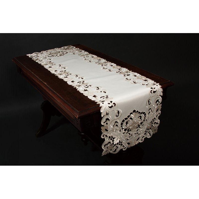 Anayeli Embroidered Cutwork Table Runner, Ivory, 70" x 15"