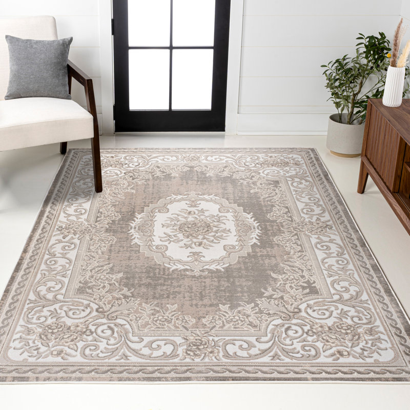 Tapis beige / ivoire Rosalia Cottage Medallion, Rectangle 4 pi 3 po x 6 pi