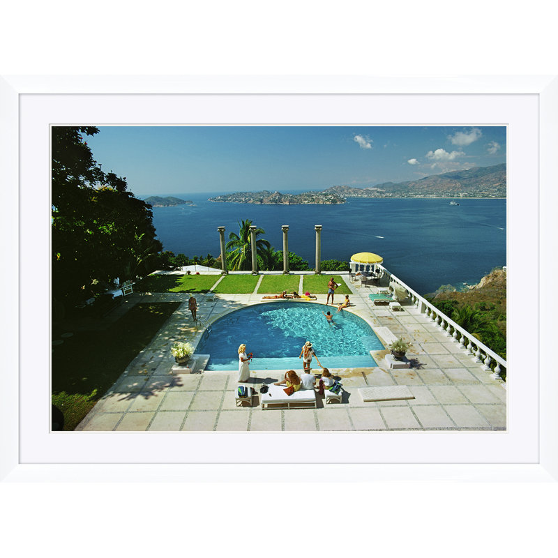 " Nirvana " by Slim Aarons, White Single Picture Framed, 43.5" H x 59.5" W x 1.5" D
