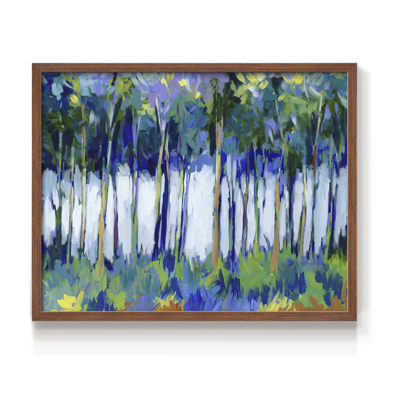 Lumière à travers les arbres - reproduction encadrée - réarmable, H 22 po x l 28 po, Noyer