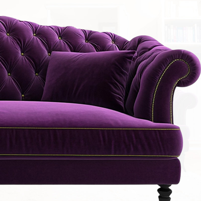 Canapé Chesterfield mauve en velours mauve