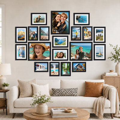 19 Piece Black Picture Frame Set for Gallery Wall Decor