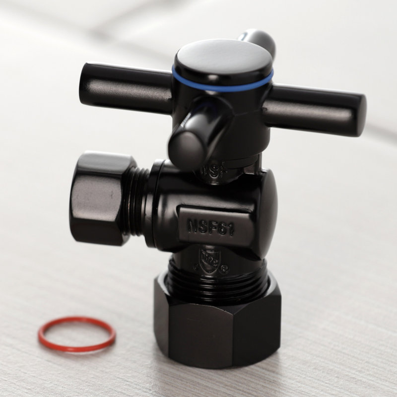 Kingston Brass Concord 5/8-Inch OD Comp x 3/8-Inch OD Comp Quarter-Turn Angle Stop Valve, Matte Black