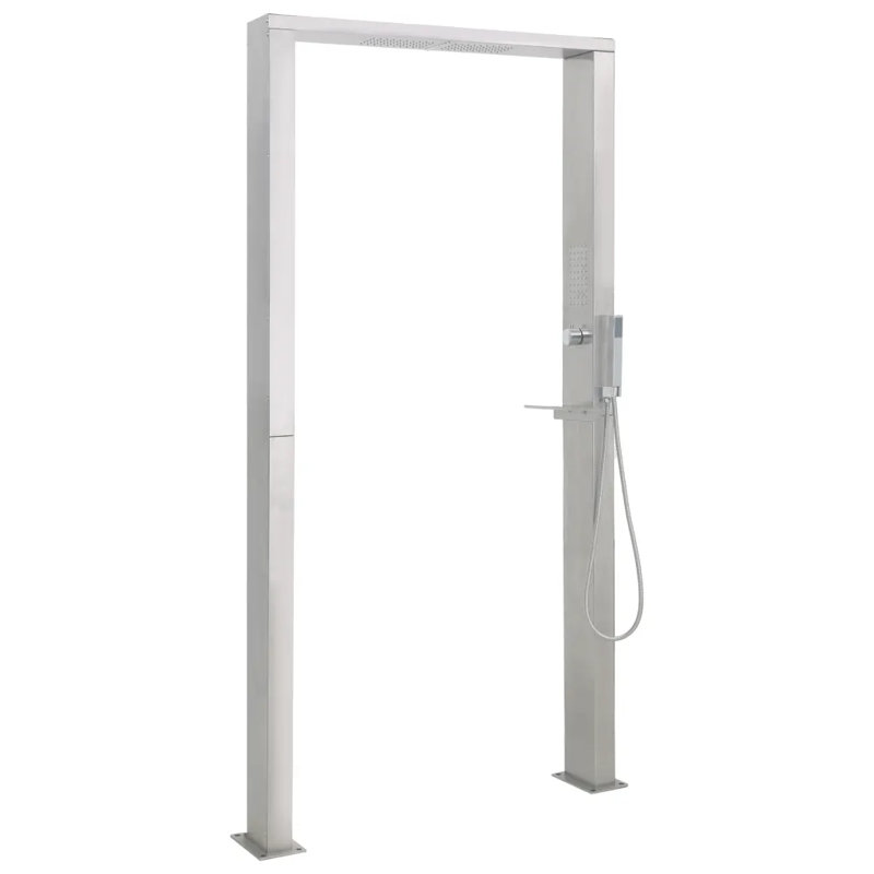 Glengarry 210cm H Solar Powered Steel Freestanding Outdoor Shower and Footwash Spout