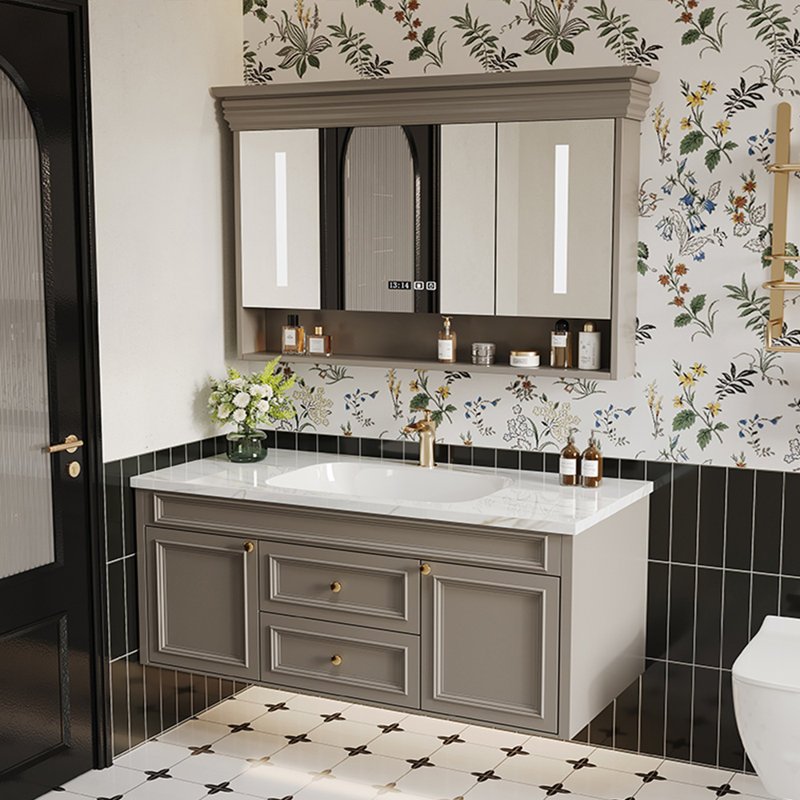 American-style light luxury bathroom cabinet, 19.69" H x 51.18" W x 21.65" D, Light Grey