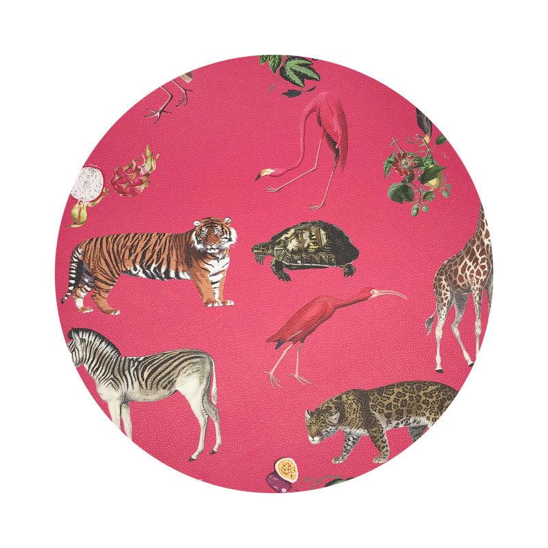 Exotix Natural Vegan Leather Round Coasters, Cherry