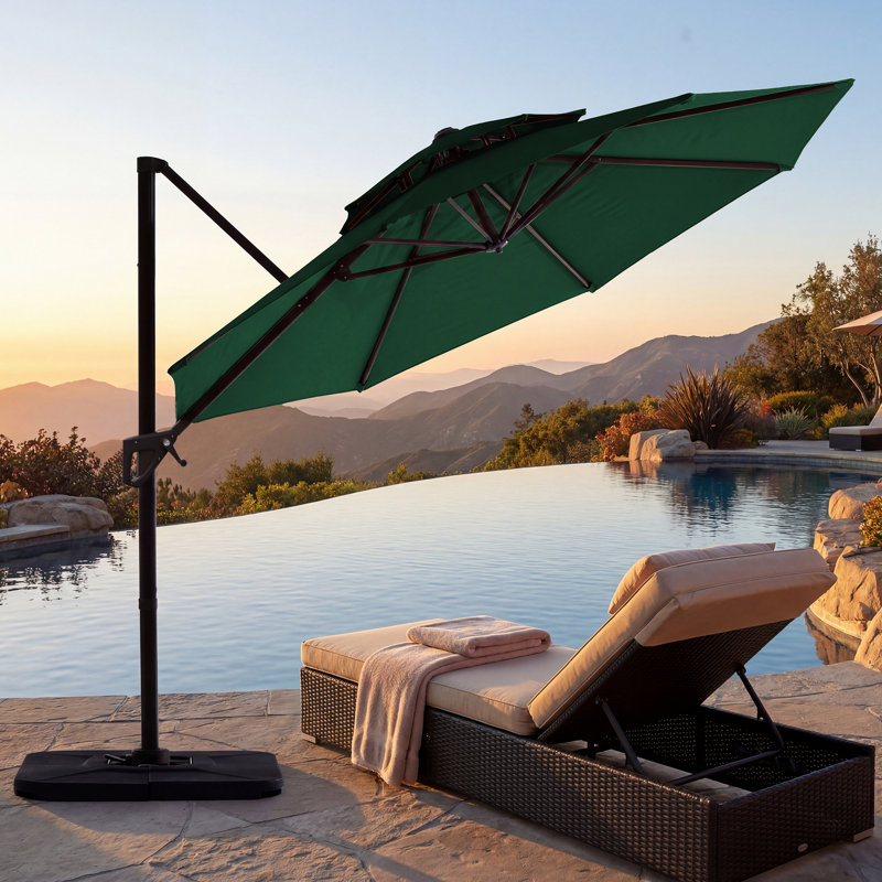 Parasol en porte-à-faux Pulk, Vert foncé, L 120 po x P 120 po