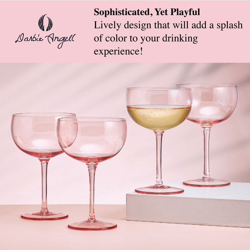 Verres Darbie Angell Vibrance, ensemble de 4, Rose