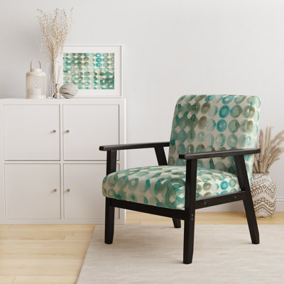 Maelis - Turquoise aquarelle géométrique I - Fauteuil d'appoint rembourré moderne
