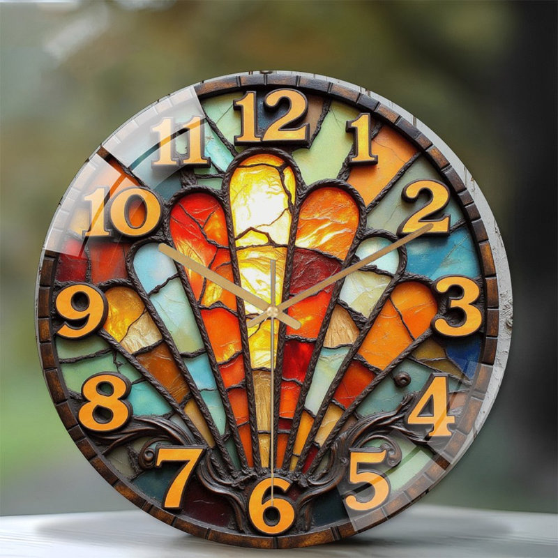 Vintage Stained Glass Wall Clock Decorative Home Art Art - 12'' Modern Glass Wall Clock