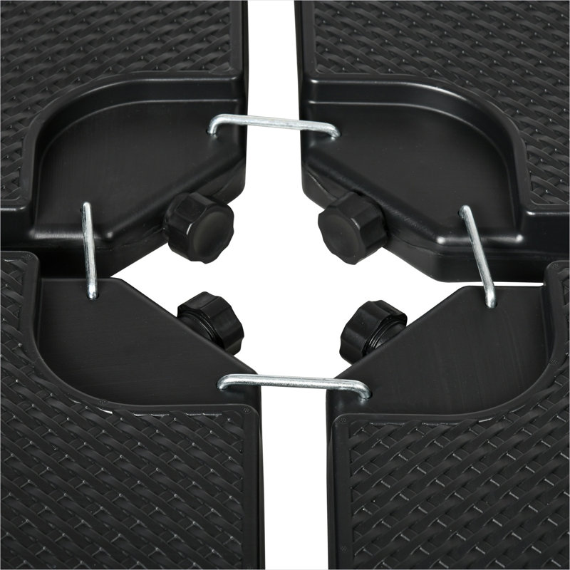 Parasol et accessoires de plein air Hdpe Black Parasol 15,4 po avec rangement 4 pièces